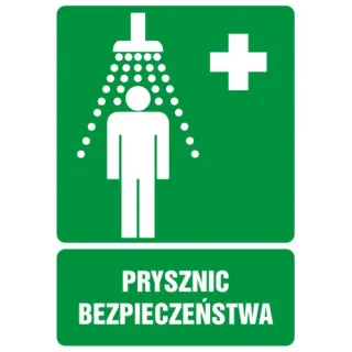 Znak Prysznic bezpieczeństwa na Folii Samoprzylepnej (GI002)