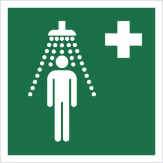 Znak prysznic bezpieczeństwa na Folii Świecącej (E12) (ISO 7010)