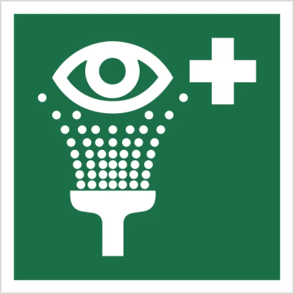 Znak prysznic do przemywania oczu na Płycie Świecącej (E11) (ISO 7010)