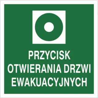  Znak przycisk otwierania drzwi ewakuacyjnych na Folii Świecącej (104-03)