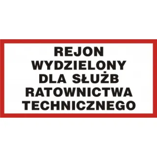 Znak Rejon wydzielony dla służb ratownictwa technicznego (PB105)