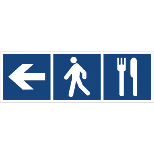 Znak restauracja (kierunek w lewo) na płycie PCV (865-09)
