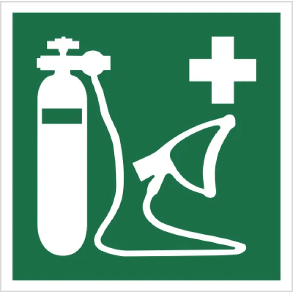 Znak Resuscytator tlenu na Folii Świecącej (E28) (ISO 7010)