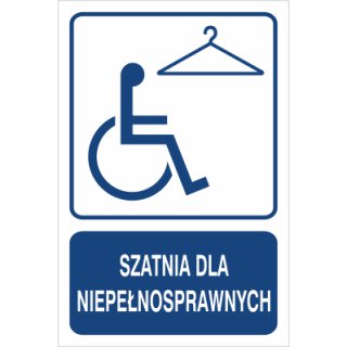 Znak szatnia dla niepełnosprawnych na folii zwykłej