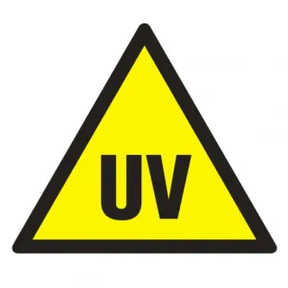 Znak Uwaga! Promieniowanie nadfioletowe na płycie PCV (GE018)