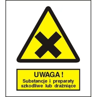 Znak uwaga substancje i preparaty szkodliwe lub drażniące na Folii Samoprzylepnej (318-02)