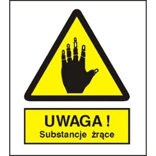 Znak uwaga substancje żrące na Folii Samoprzylepnej (303-04)