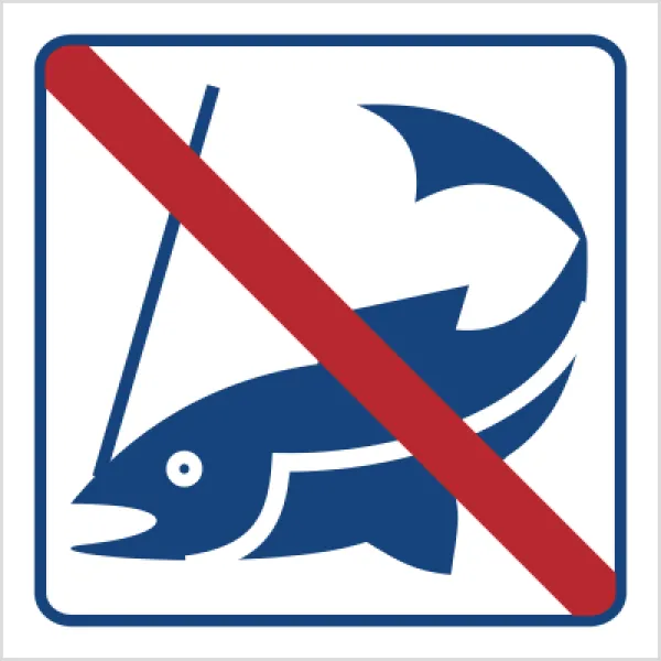 Znak zakaz łowienia ryb na płycie PCV (823-48)