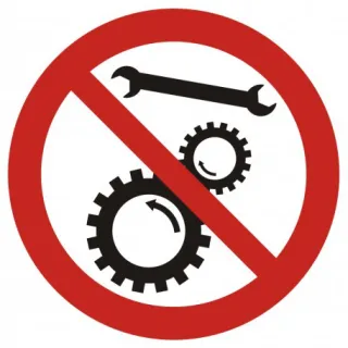 Znak zakaz naprawiania urządzenia w ruchu na Folii Samoprzylepnej (GB034)