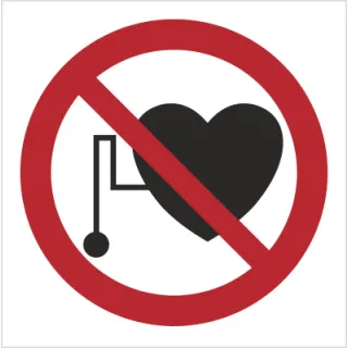 Znak Zakaz przebywania osób z rozrusznikiem serca na płycie PCV (616)