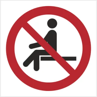 Znak Zakaz siadania na płycie PCV (P18) (ISO 7010)