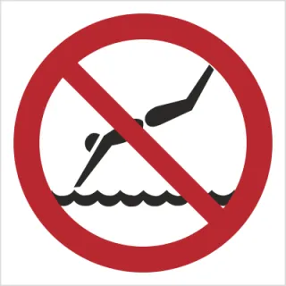 Znak Zakaz skoków do wody na płycie PCV (654)