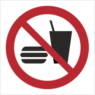 Znak Zakaz spożywania posiłków na Folii Samoprzylepnej (P22) (ISO 7010)