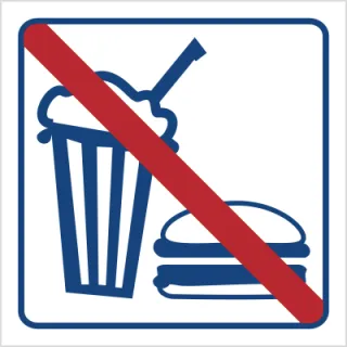 Znak zakaz spożywania posiłków i napojów na Folii Samoprzylepnej (823-45)