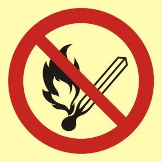 Znak zakaz używania otwartego ognia na płycie PCV (BA002)