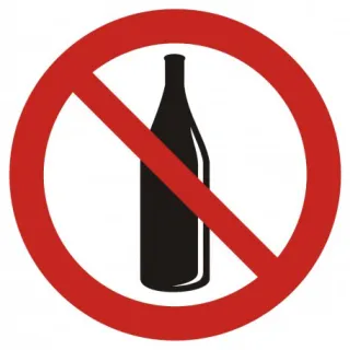 Znak zakaz używania szkła na Folii Samoprzylepnej (GB027)