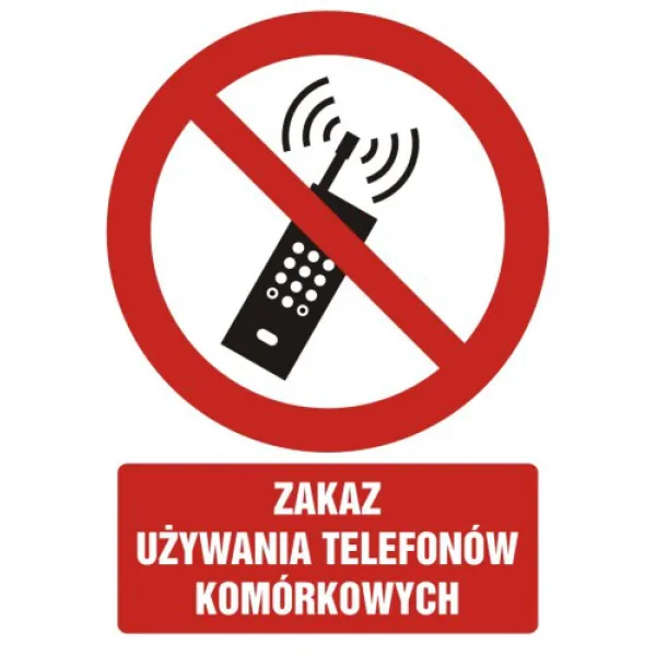 Znak zakaz używania telefonów komórkowych na Folii Samoprzylepnej (GC047)