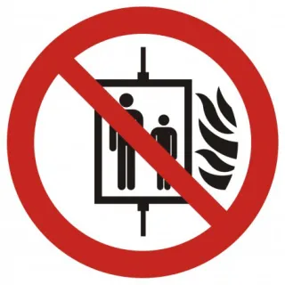 Znak Zakaz używania windy w razie pożaru na płycie PCV (GAP020)