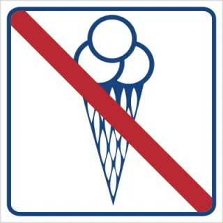 Znak zakaz wchodzenia z lodami na płycie PCV (823-13)