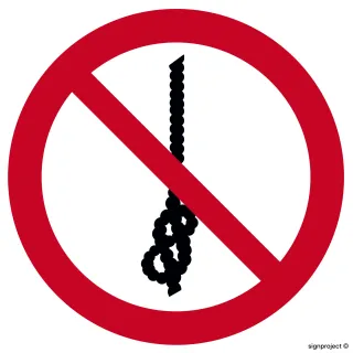 Znak Zakaz wiązania węzłów na linie na Folii Świecącej (GA030)