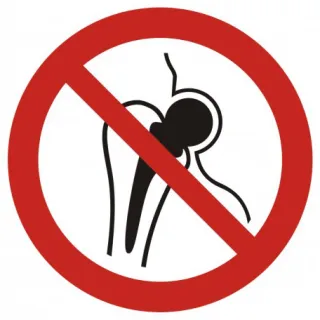 Znak Zakaz wstępu osobom z implantami na płycie PCV (GAP014)