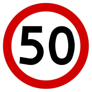 Znak zakazu METALOWY (B33) Ograniczenie prędkości do 50 km/h 
