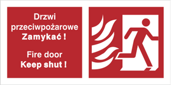 Znak drzwi przeciwpożarowe. zamykać! fire door keep shut! (w prawo) (217-20) Techem