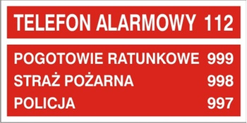 Znak telefony alarmowe czerwony (826-05)