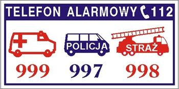 Znak telefony alarmowe niebieski (826-03)