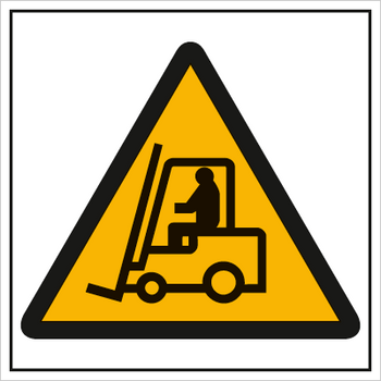 Znak ostrzeżenie przed urządzeniami do transportu poziomego na płycie PCV (306)