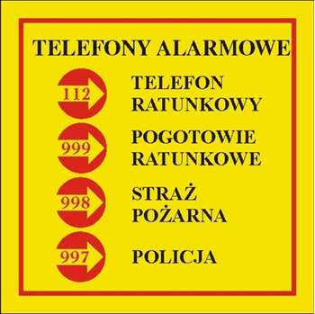 Znak telefony alarmowe graficzny żółty (826-02)