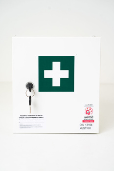 Apteczka stalowa ścienna 20 z wyposażeniem DIN 13164 (mała)